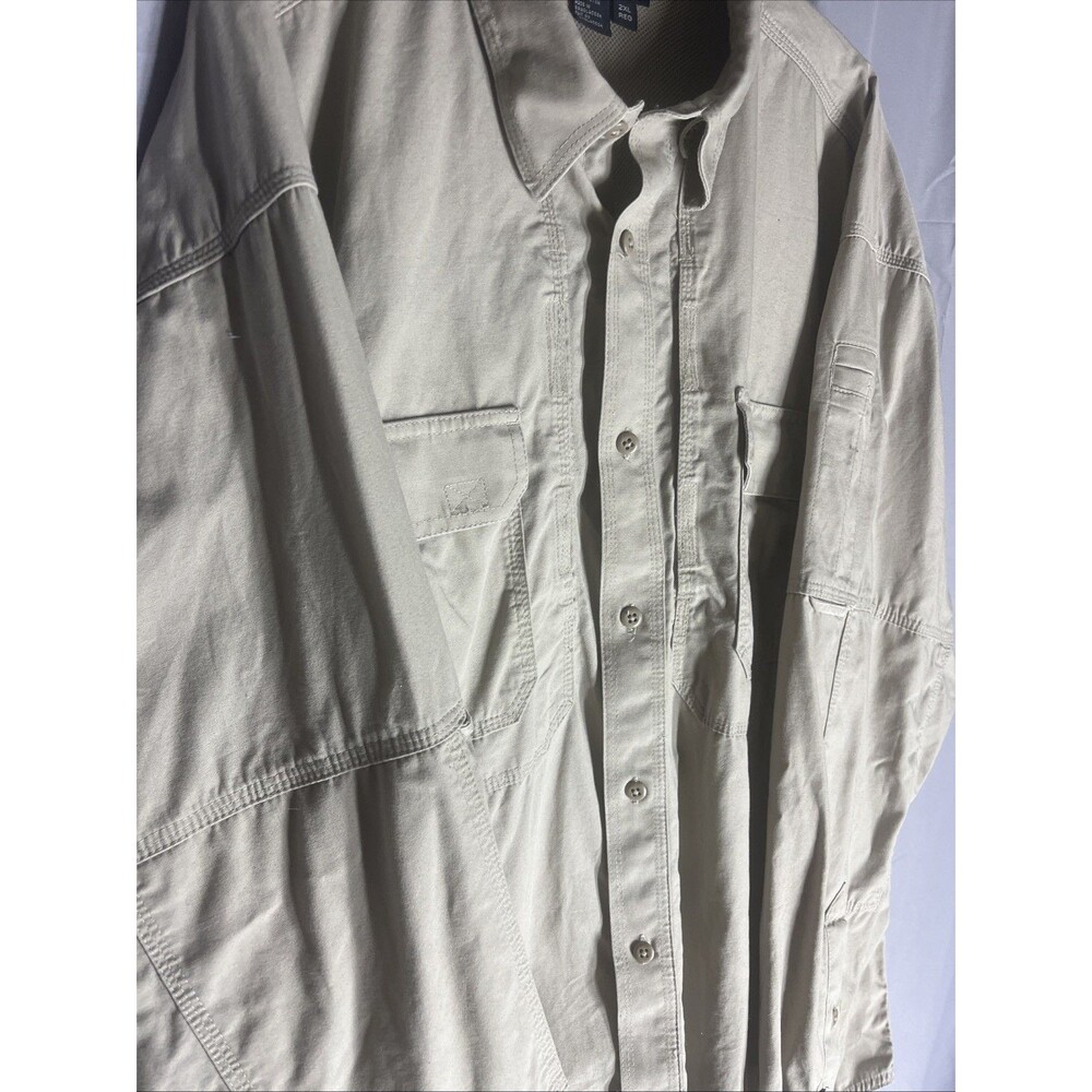 5.11 Tactical Series Mens Khaki Conceal Shirt Vented Button Up 72157 Sz 2XL - Picture 3 of 8